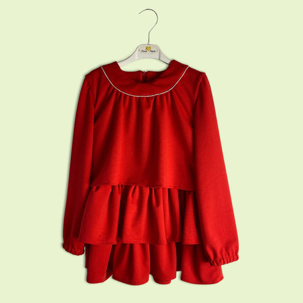 Vestito rosso a balze